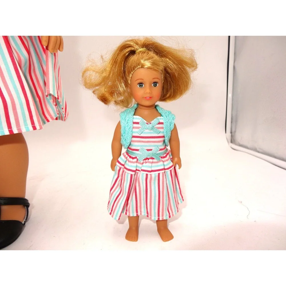 American Girl Maryellen Doll and Mini Maryellen Doll Set Striped Dress 2015